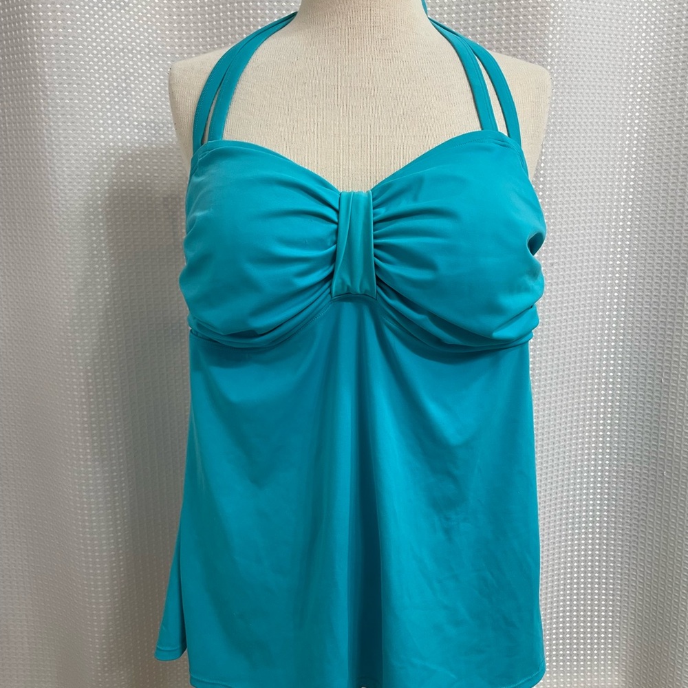 SWIM by Cacique  Halter Top Turquoise Plus Size 20 Good Support
